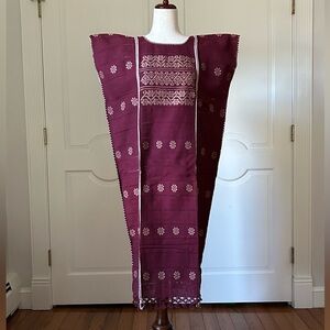 Mexican Women's Amuzgo Dress Huipil Tunic Flowers Design, Bohemian, Vintage.